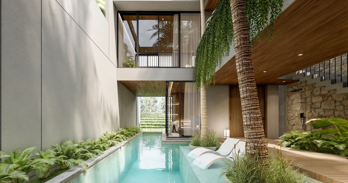 Freehold Villa Modern Tropical 3 Bedroom Villa In Tumbak Bayuh in Canggu
