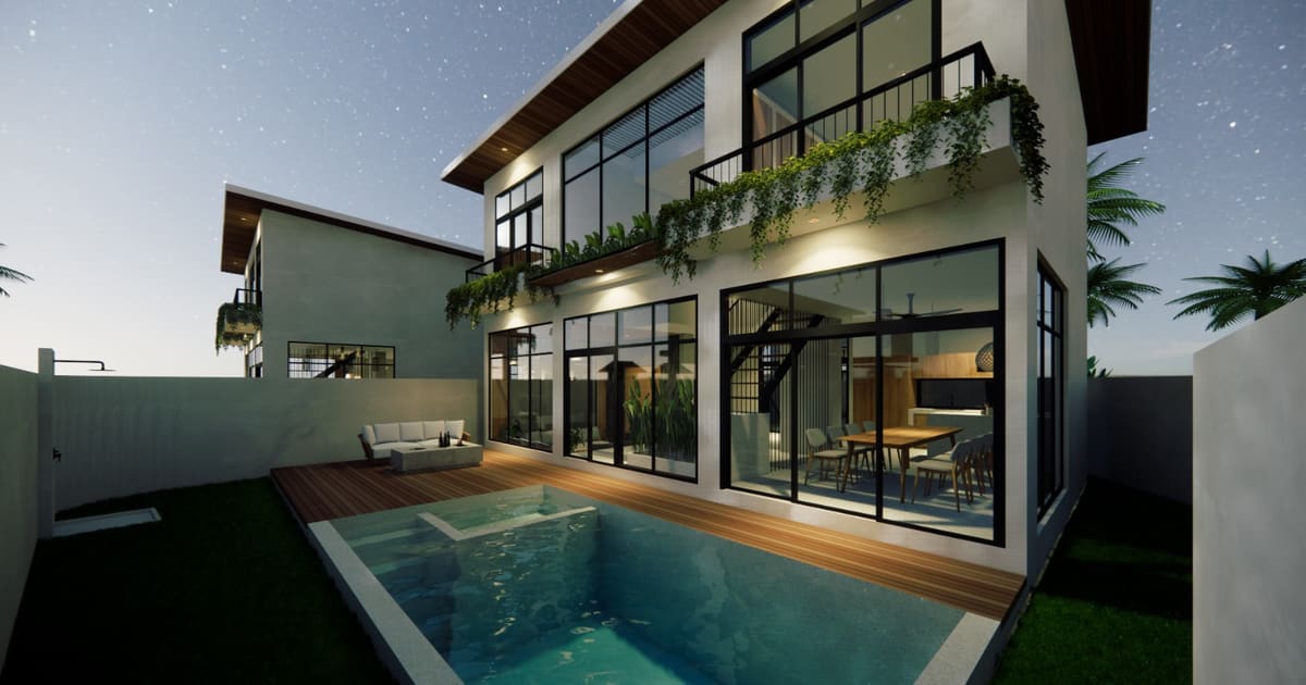 Leasehold Villa Modern Tropical 3 Br Villa In Kerobokan in Kerobokan
